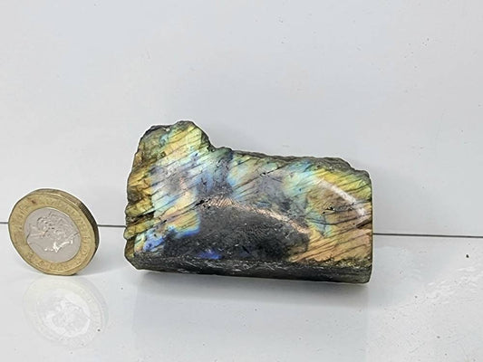 4LH) Labradorite Crystal Half Polished Slice