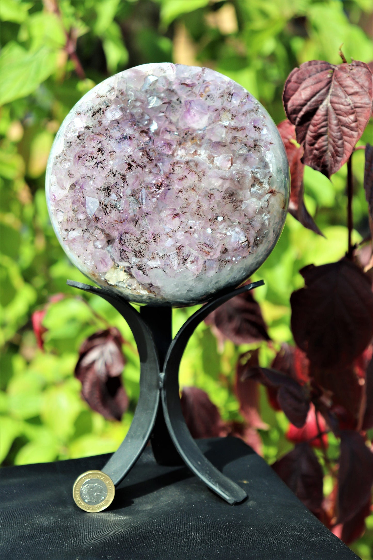 8) Large Amethyst Quartz Crystal Sphere On Custom Stand ~ Natural Art Home Decor