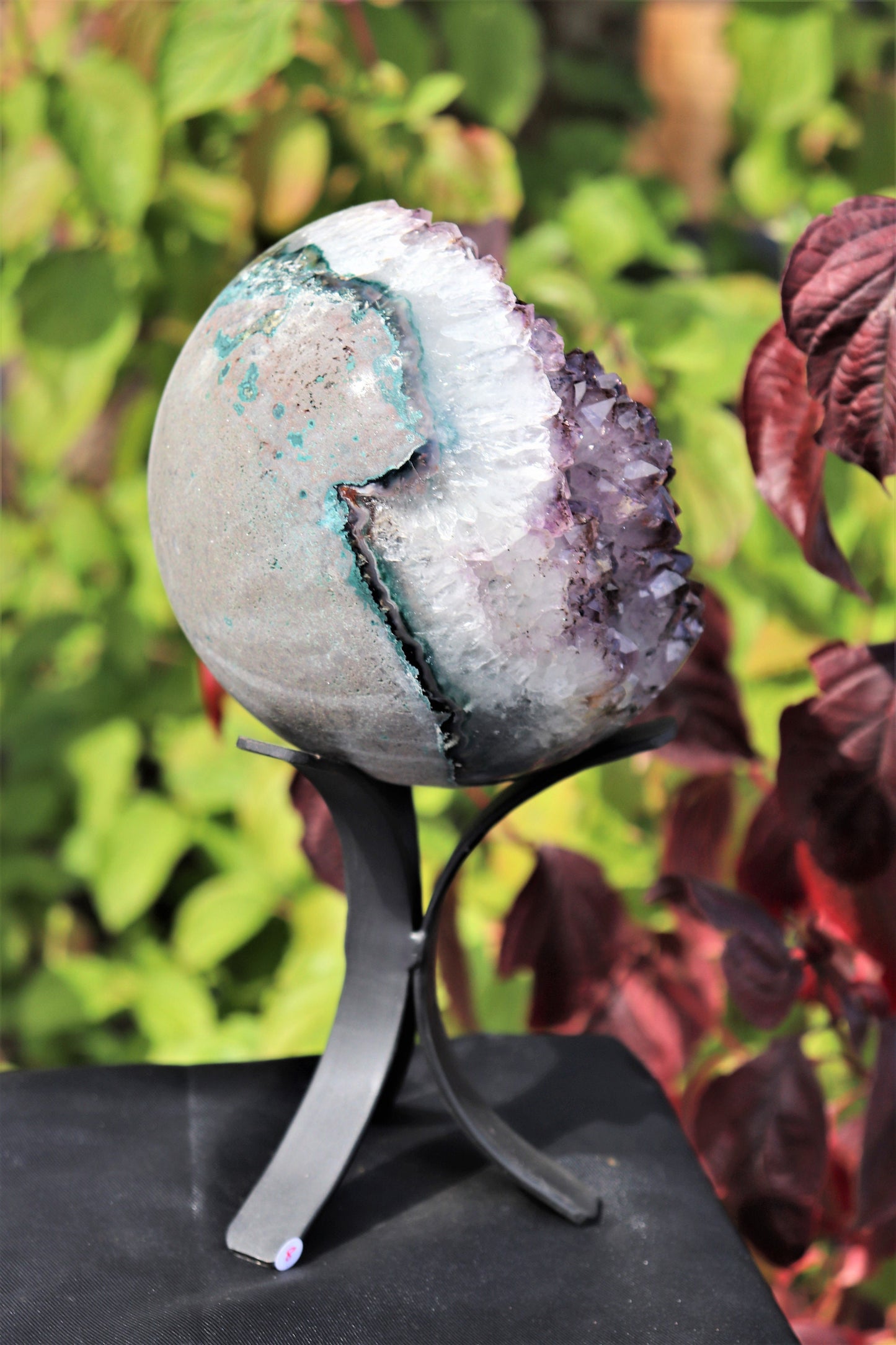 8) Large Amethyst Quartz Crystal Sphere On Custom Stand ~ Natural Art Home Decor