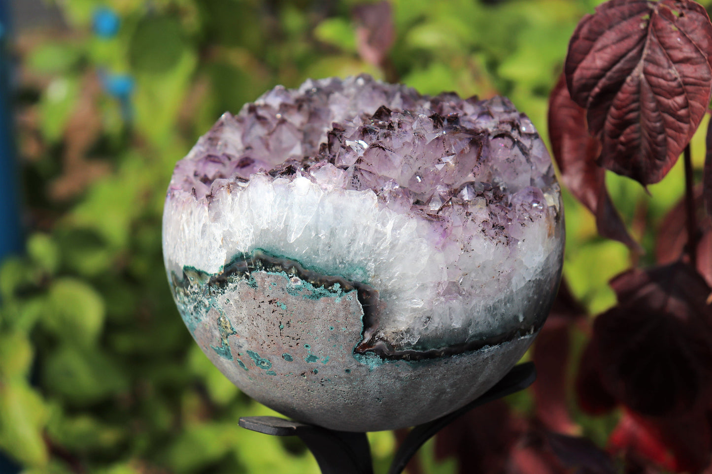 8) Large Amethyst Quartz Crystal Sphere On Custom Stand ~ Natural Art Home Decor