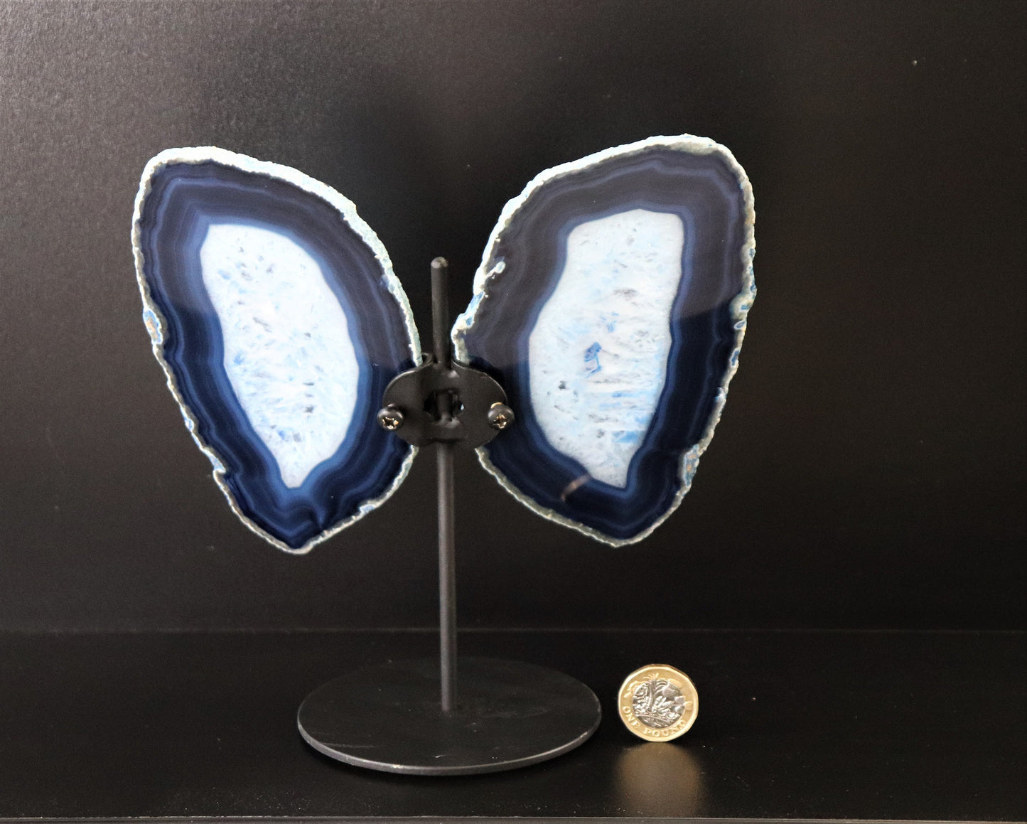 5) Large Agate Crystal Slice Butterfly Blue