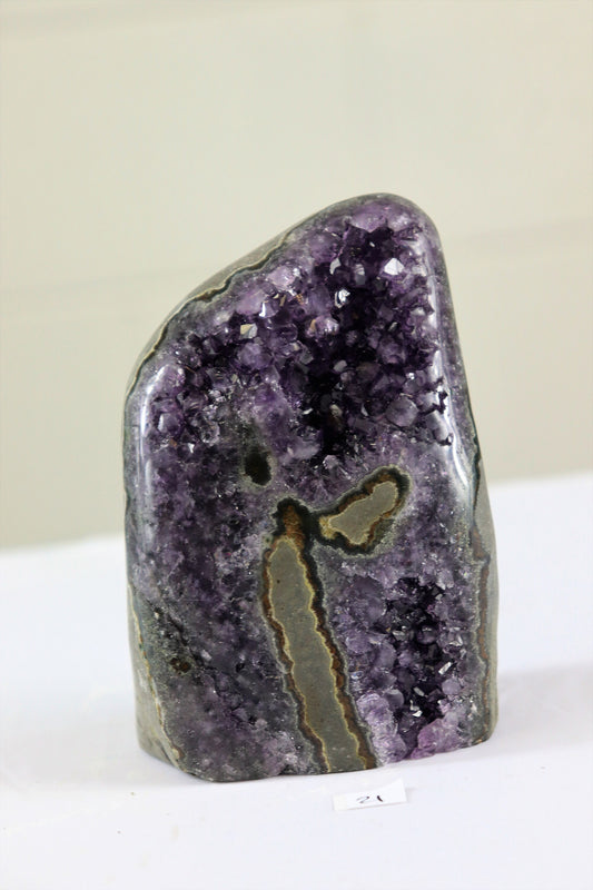 AMU21) Uruguayan Dark Purple Free Standing Amethyst Quartz Geode Crystal Gift