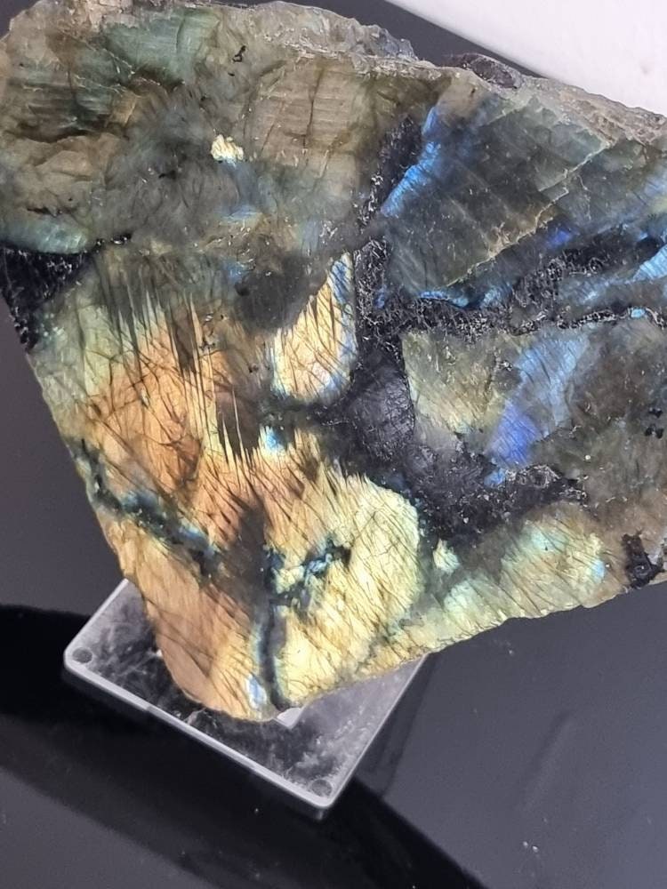 11LH) Labradorite Crystal Half Polished Slice