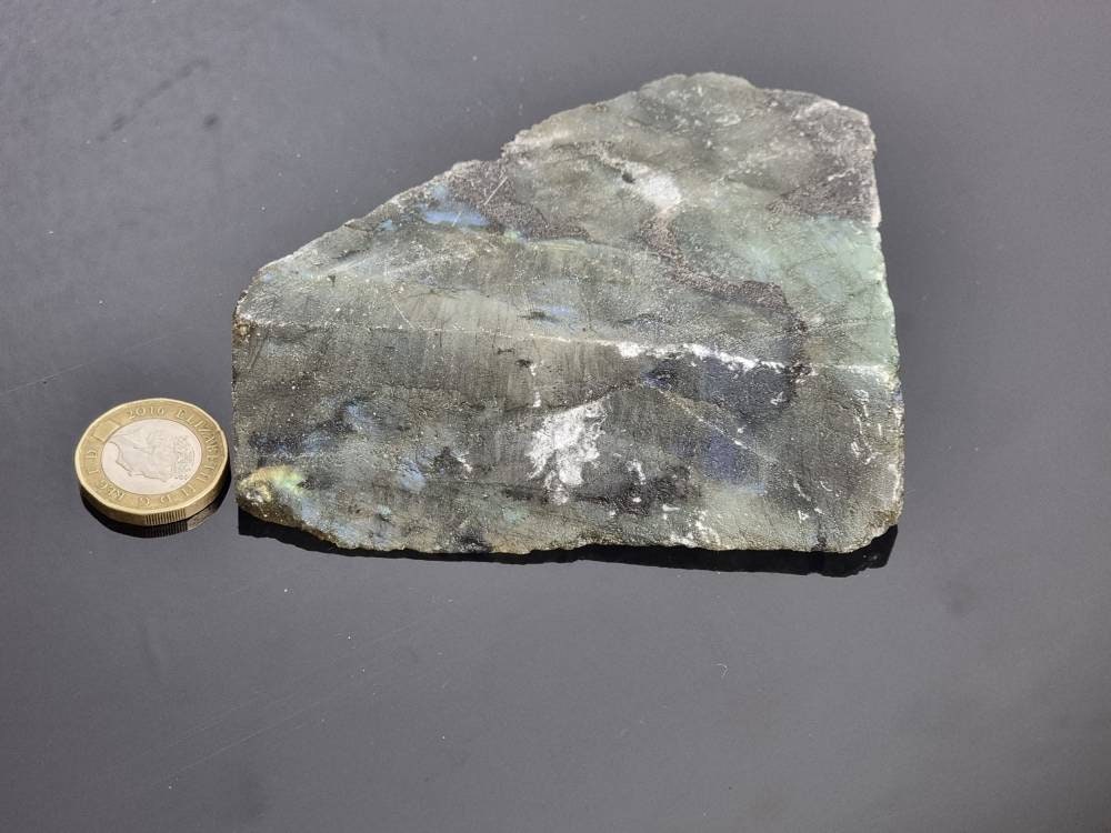 11LH) Labradorite Crystal Half Polished Slice