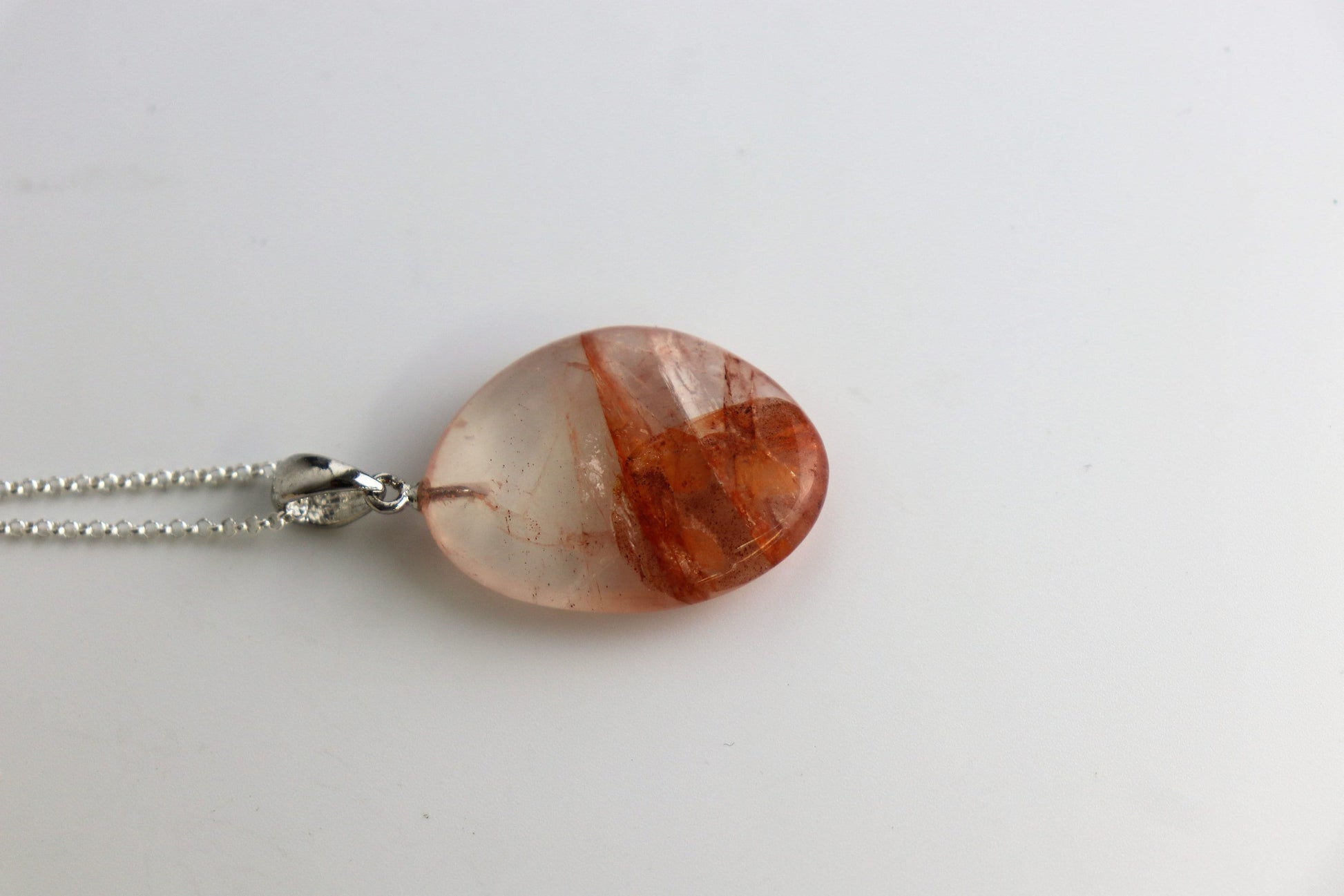 red fire Hematoid Quartz Crystal Necklace