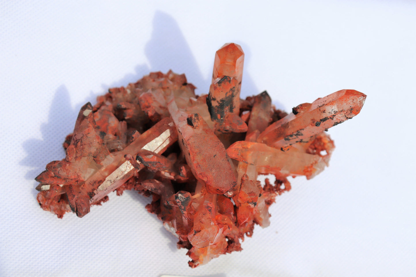1) Hematite stained Quartz Crystal Cluster From Morocco