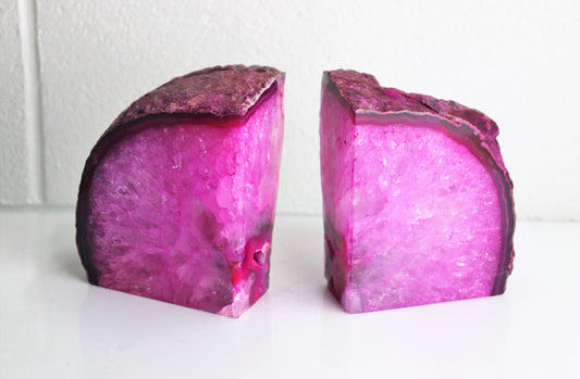 pink agate bookends 