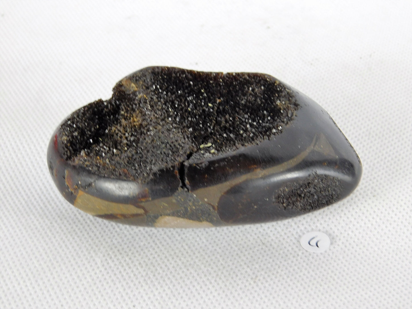4) Septarian Half Egg Calcite Crystal Palm Stone / Polished Tumble Stone Madagascar  - Home Decor