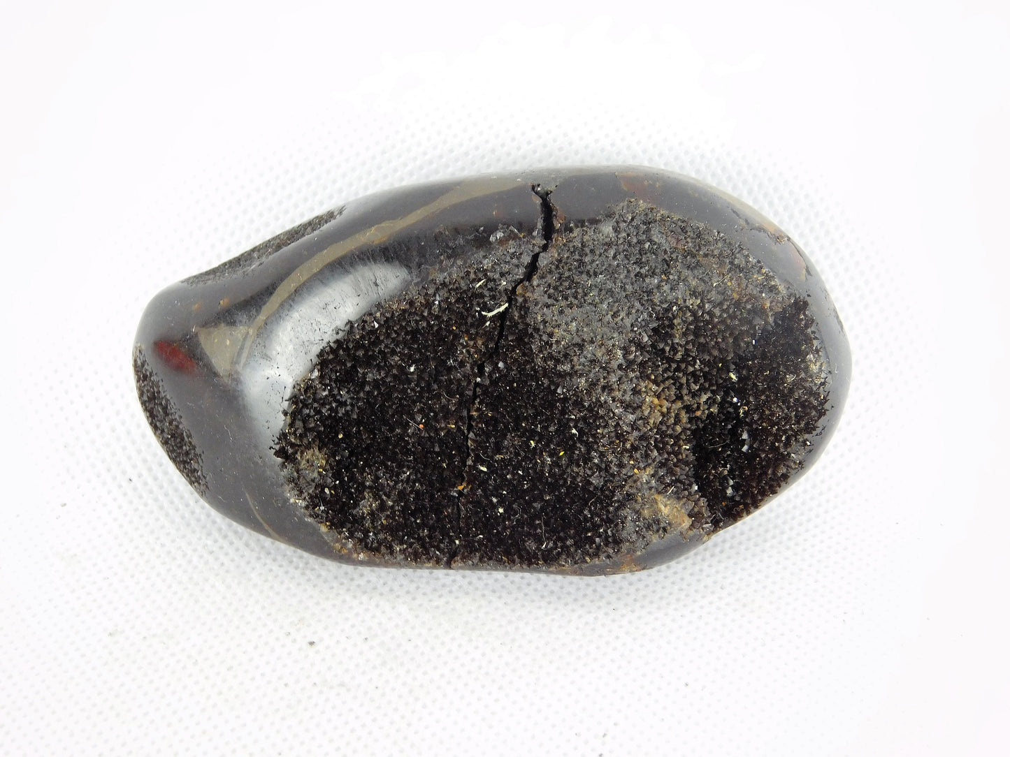 4) Septarian Half Egg Calcite Crystal Palm Stone / Polished Tumble Stone Madagascar  - Home Decor