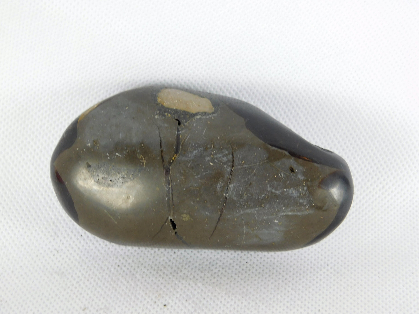 4) Septarian Half Egg Calcite Crystal Palm Stone / Polished Tumble Stone Madagascar  - Home Decor