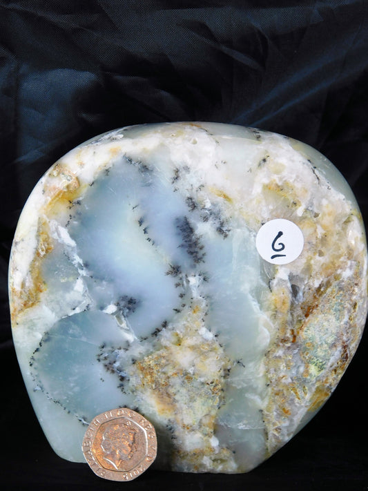 large merlinite crystal dendritic agate freeform