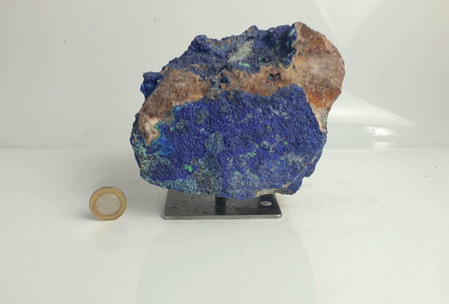 16) Large Azurite Malachite Crystal On Custom Stand