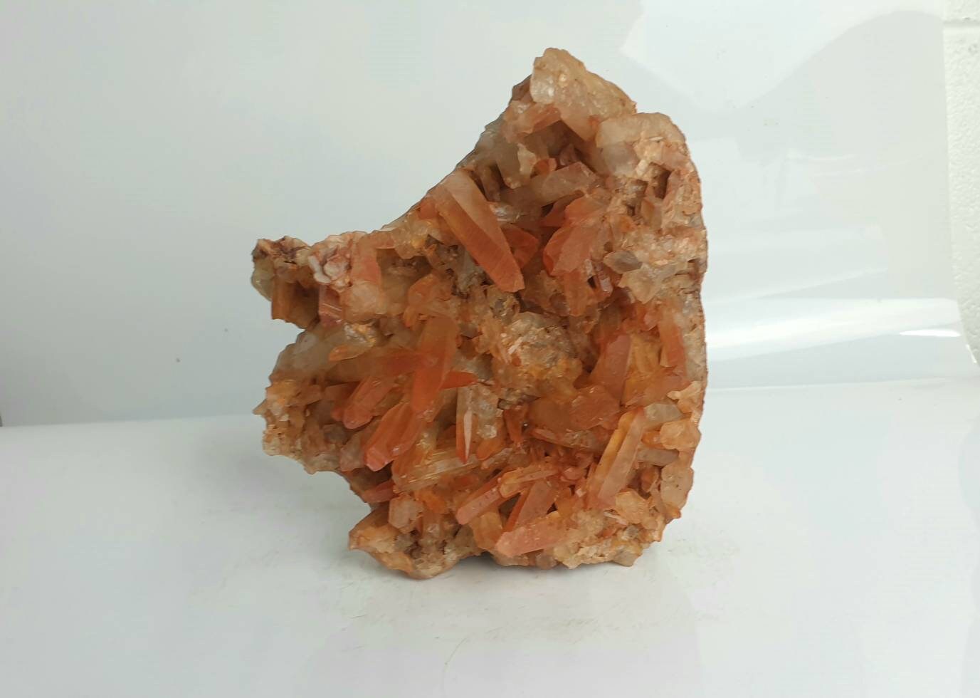 6) Hematite stained Quartz Crystal Cluster From Morocco