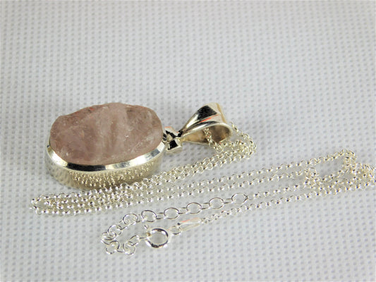 raw rose quartz crystal necklace gift