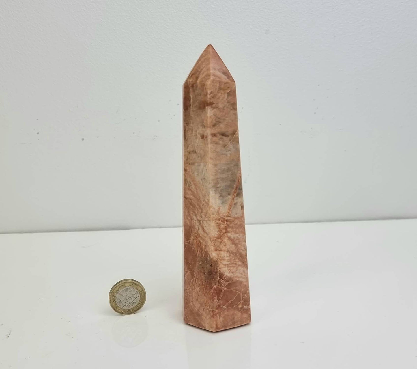 1) Orange Moonstone Crystal Prism Tower