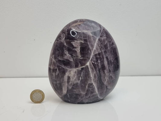 A beautiful large freestanding Anhydrite crystal.  Handcrafted and polished by artisans in Madagascar.