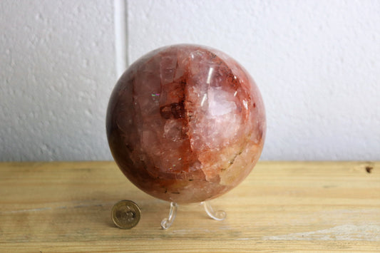 6) Large Red Hematoid Quartz  Crystal Sphere