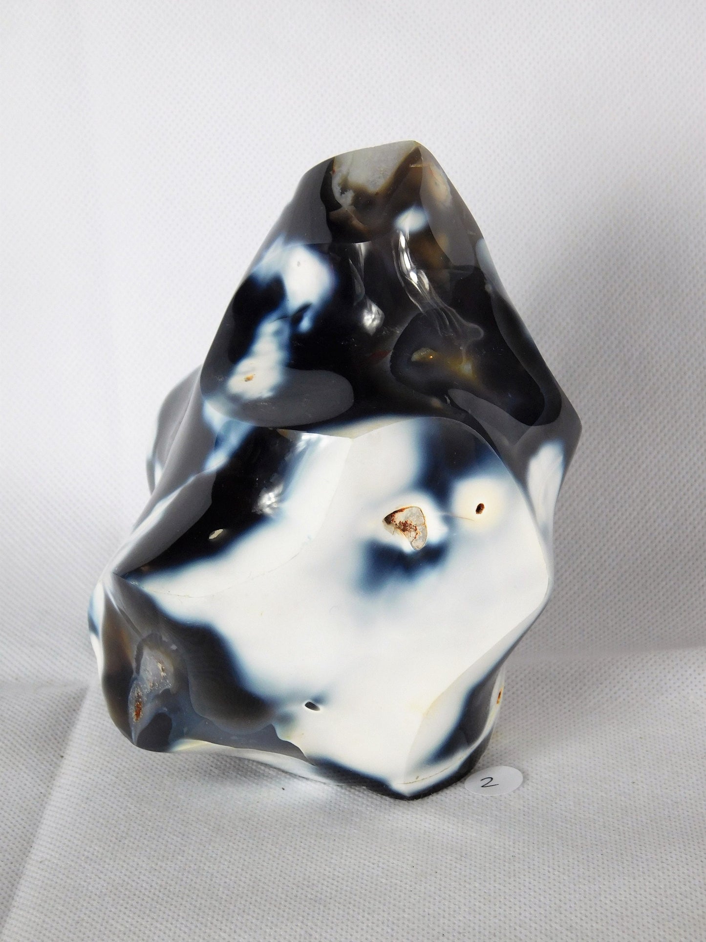 2) Large Natural Blue & White Agate Crystal Flame Orca Agate