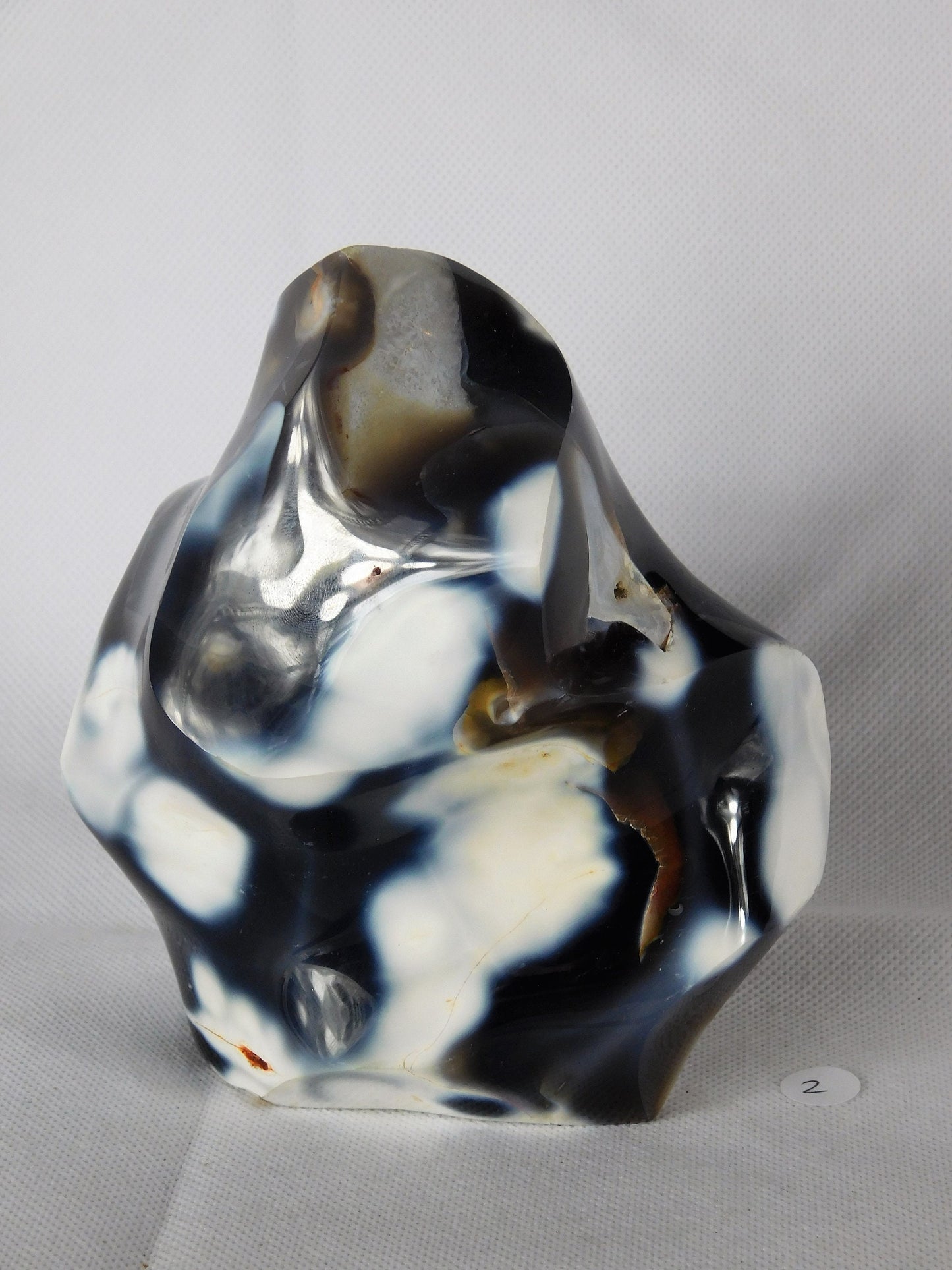 2) Large Natural Blue & White Agate Crystal Flame Orca Agate