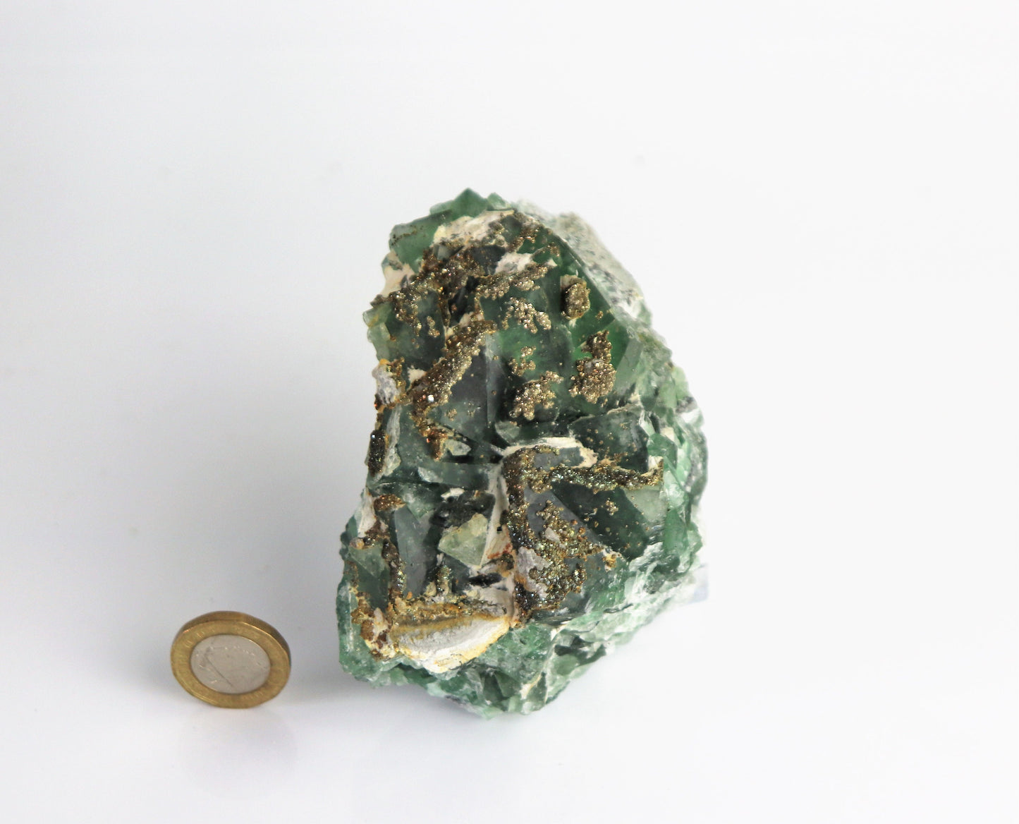 7) Fluorite Crystal + Pyrite Morocco