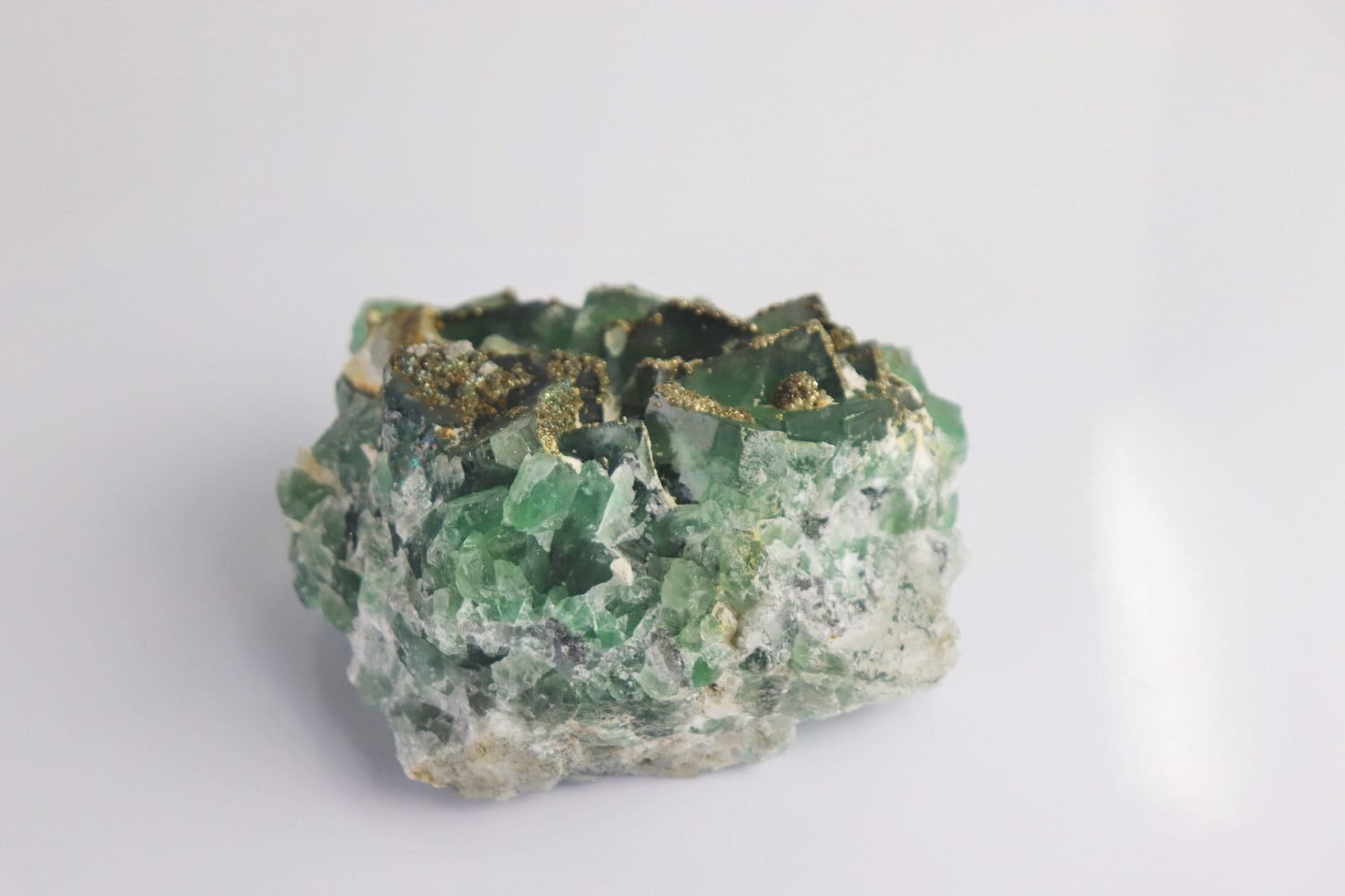 7) Fluorite Crystal + Pyrite Morocco