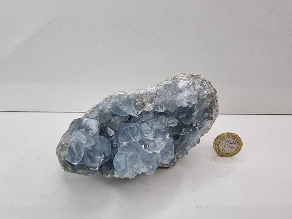 44) Large Celestite Crystal Natural Cluster