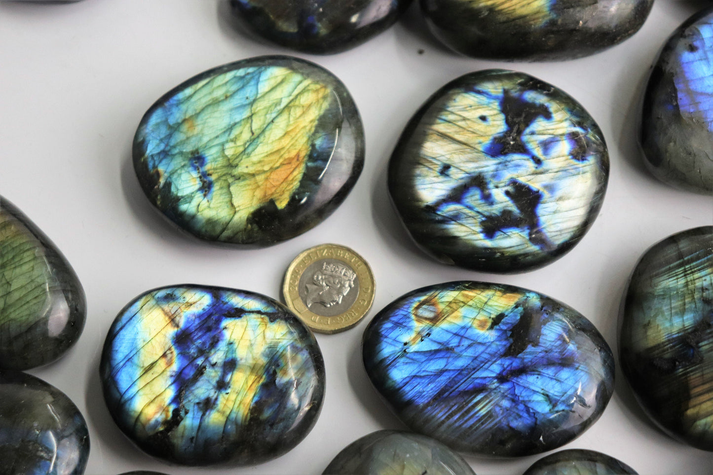 High Quality Labradorite Crystal  Palmstone from Madagascar
