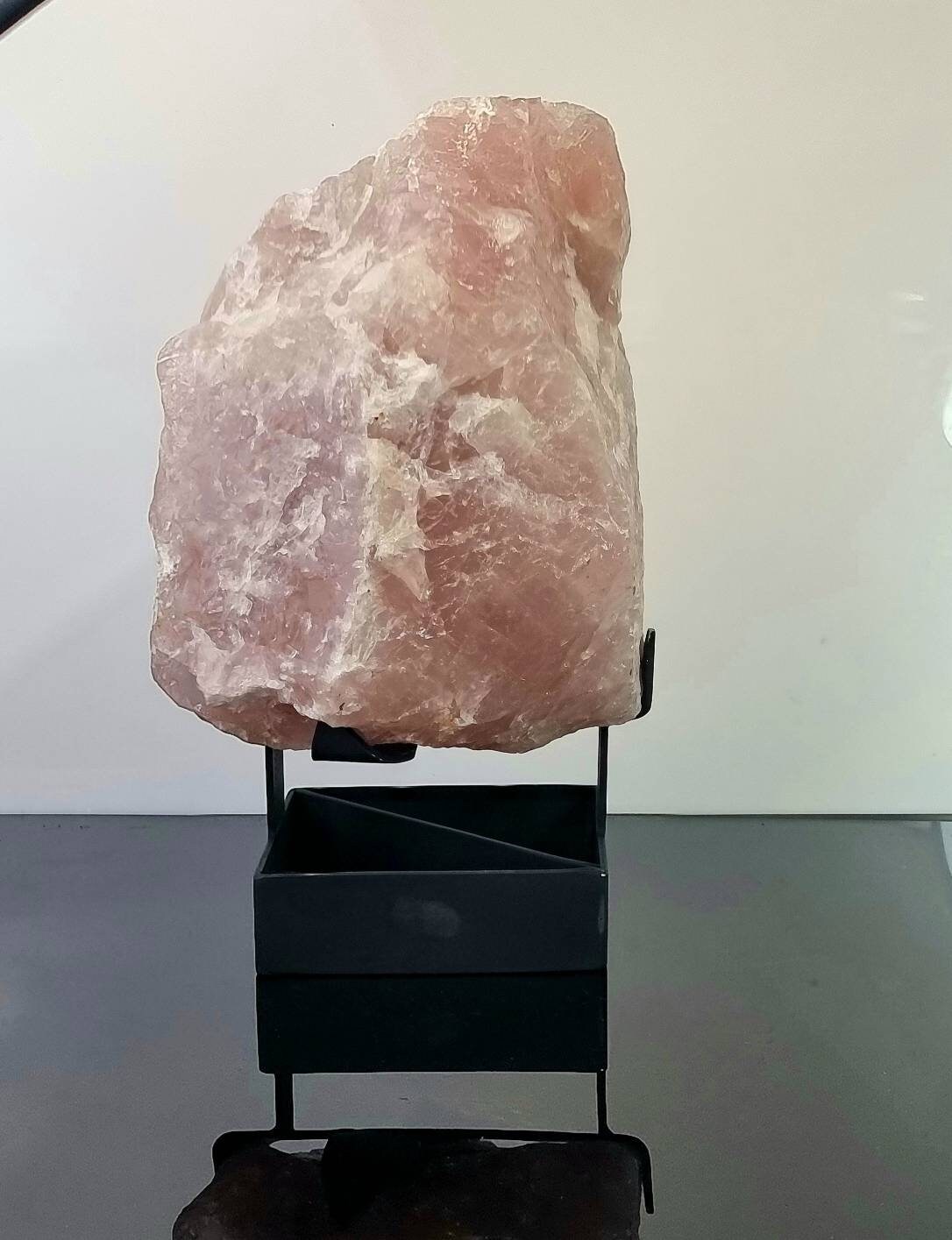 Extra Large Rose Quartz Crystal Rough Set On Custom Stand – Distinction ...