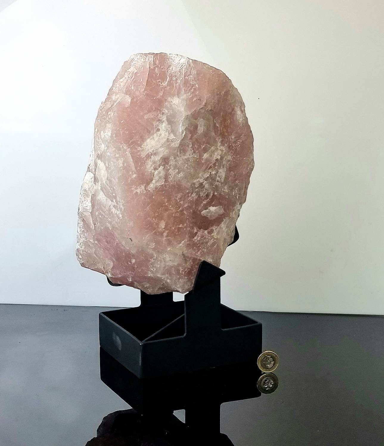 Extra Large Rose Quartz Crystal Rough Set On Custom Stand