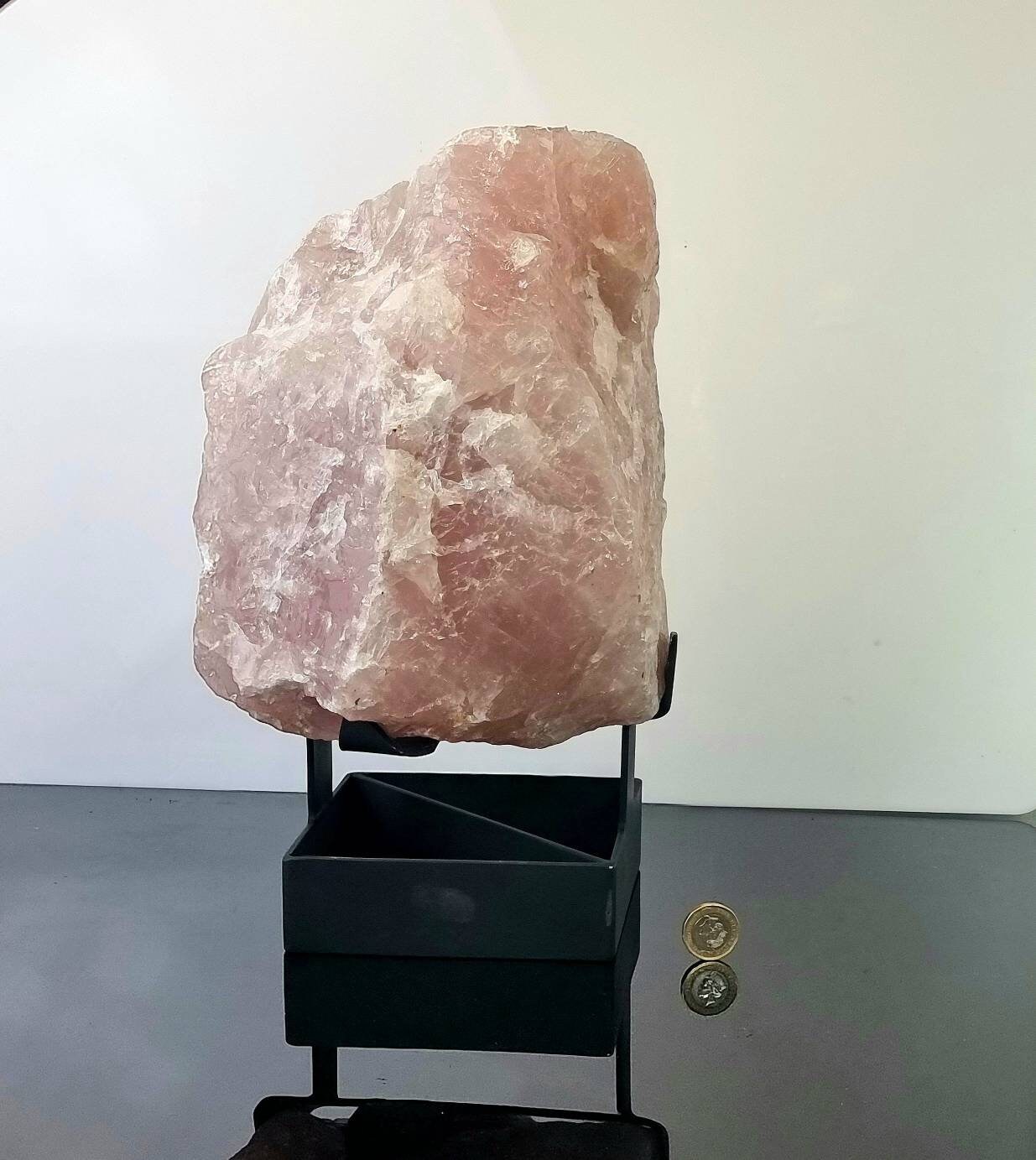 Extra Large Rose Quartz Crystal Rough Set On Custom Stand