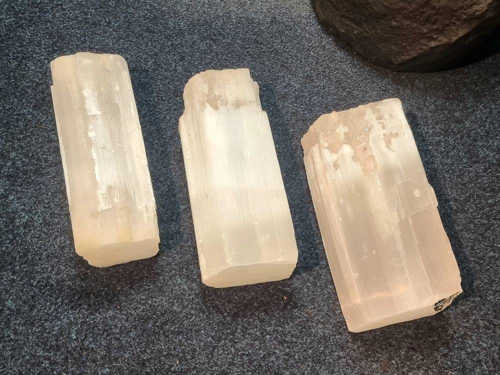 Extra Large Rough Natural Selenite Crystal Log Slab