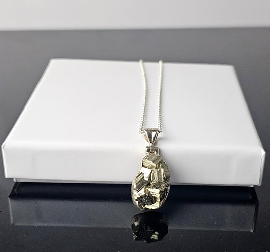 308) Pyrite Crystal Necklace 925 Silver