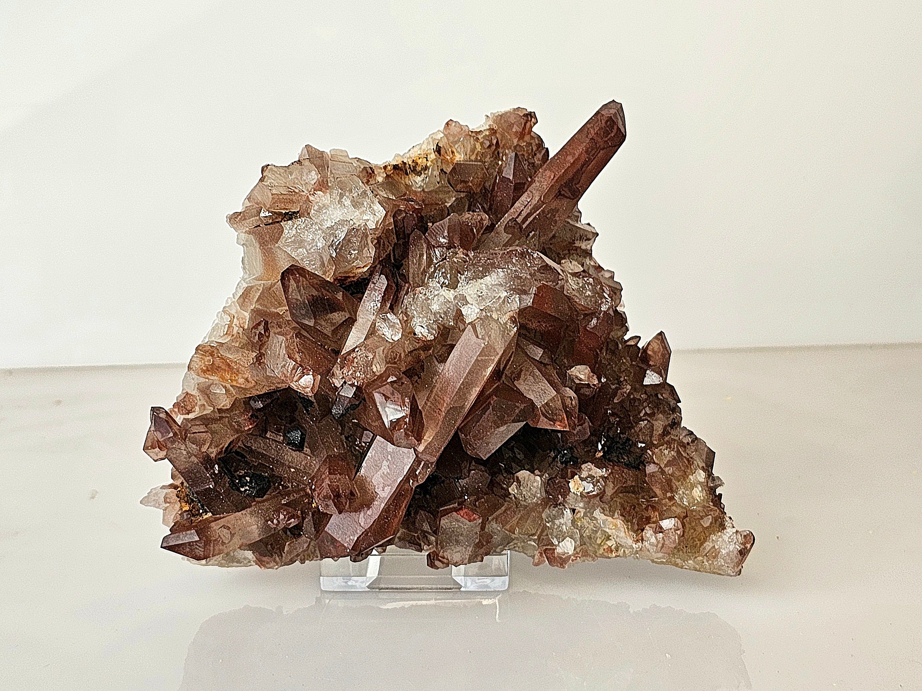 14) Hematite Stained Quartz Crystal Cluster – Distinction Crystals