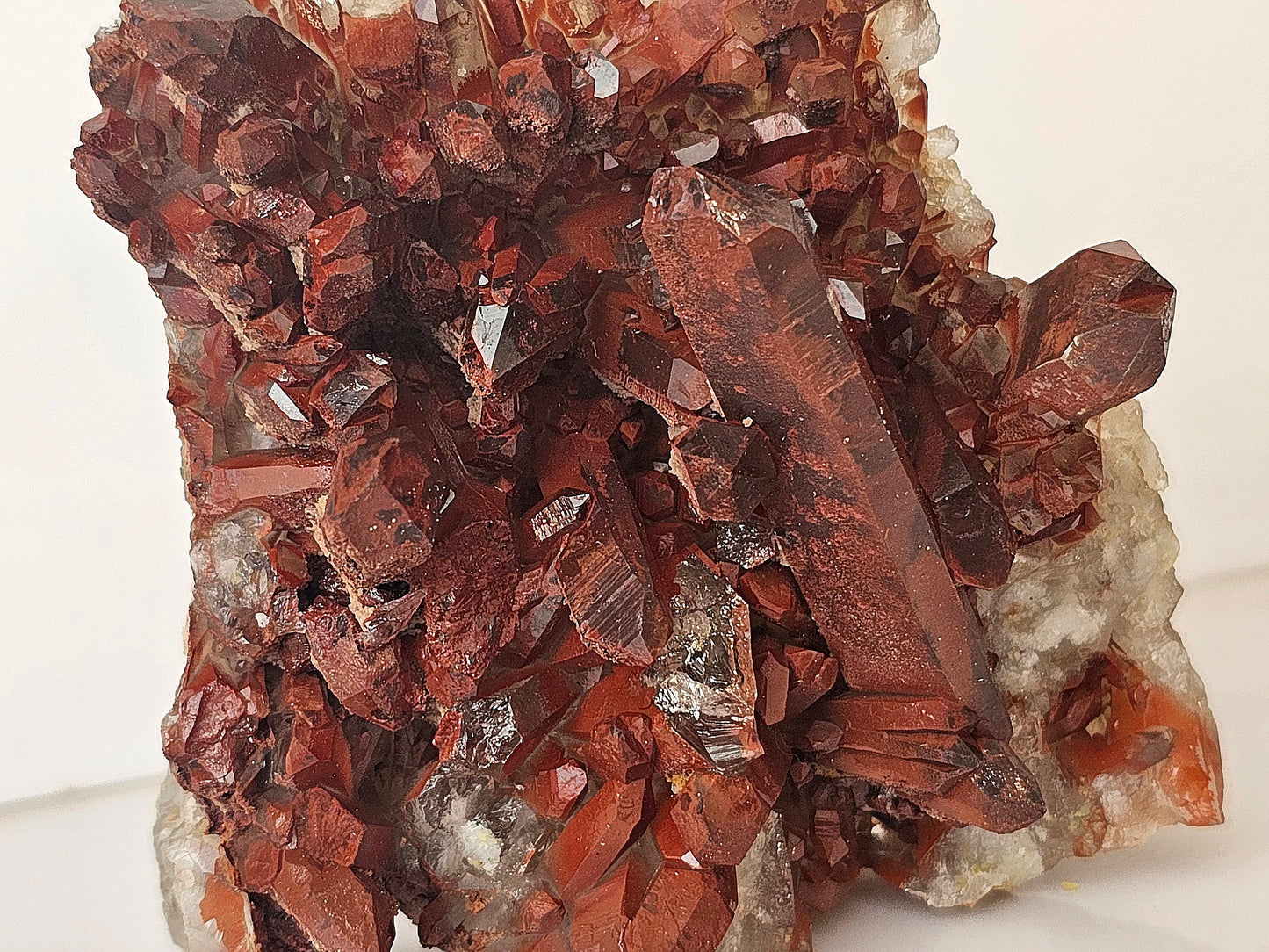 13) Hematite Stained Quartz Crystal Cluster