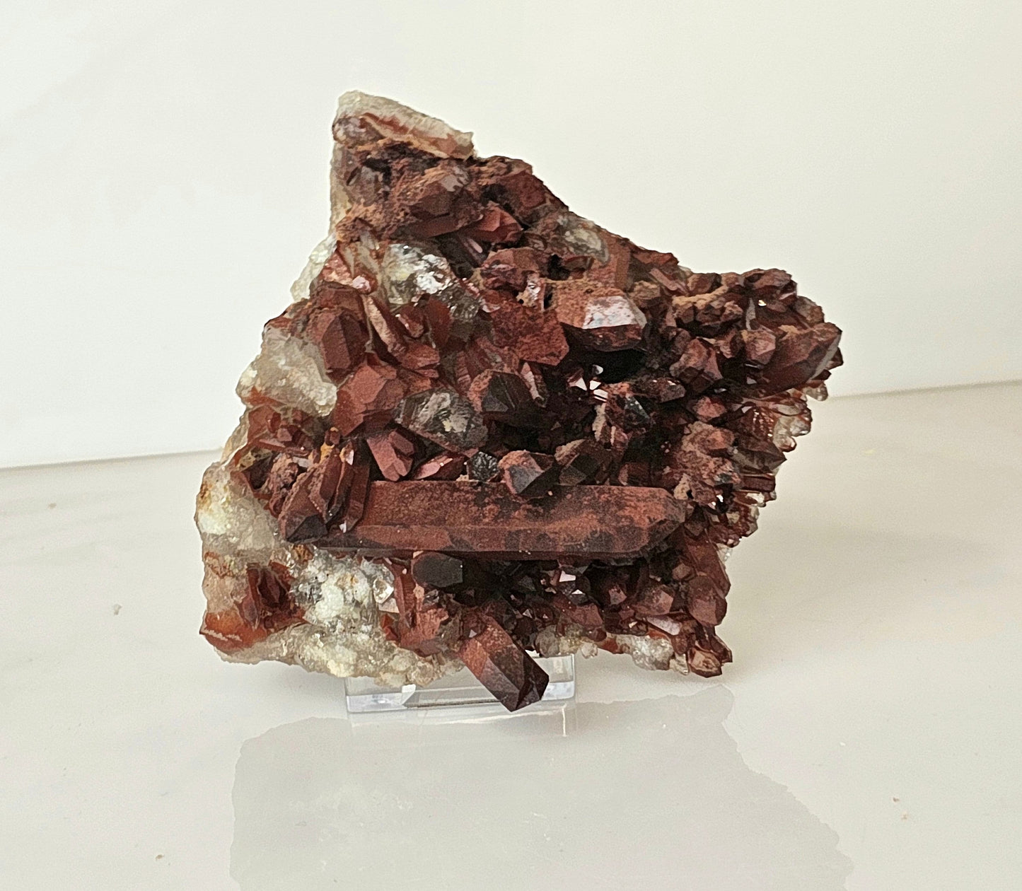 13) Hematite Stained Quartz Crystal Cluster