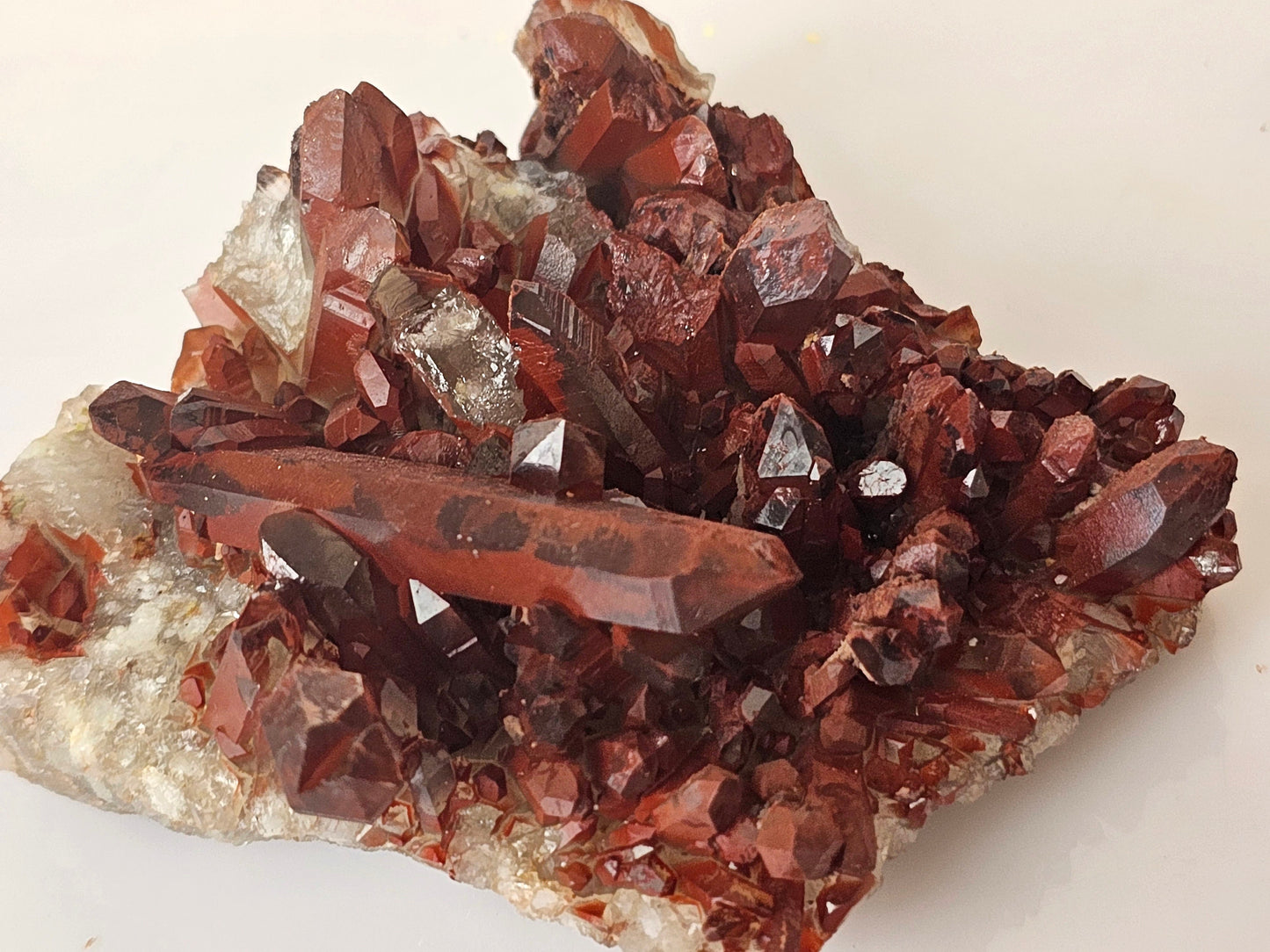13) Hematite Stained Quartz Crystal Cluster