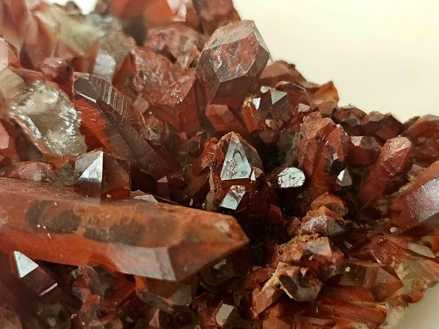 13) Hematite Stained Quartz Crystal Cluster