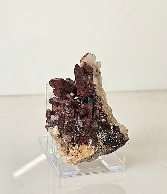 11) Hematite Stained Quartz Crystal Cluster