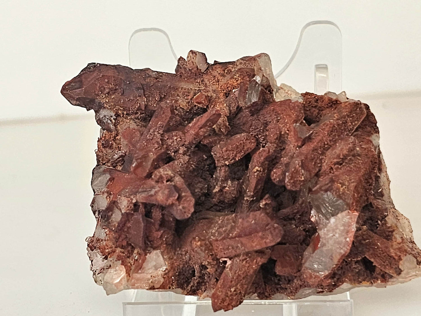 7) Hematite Stained Quartz Crystal Cluster