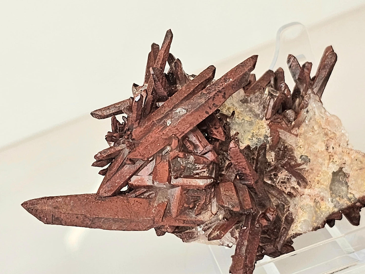1) Hematite Stained Quartz Crystal Cluster