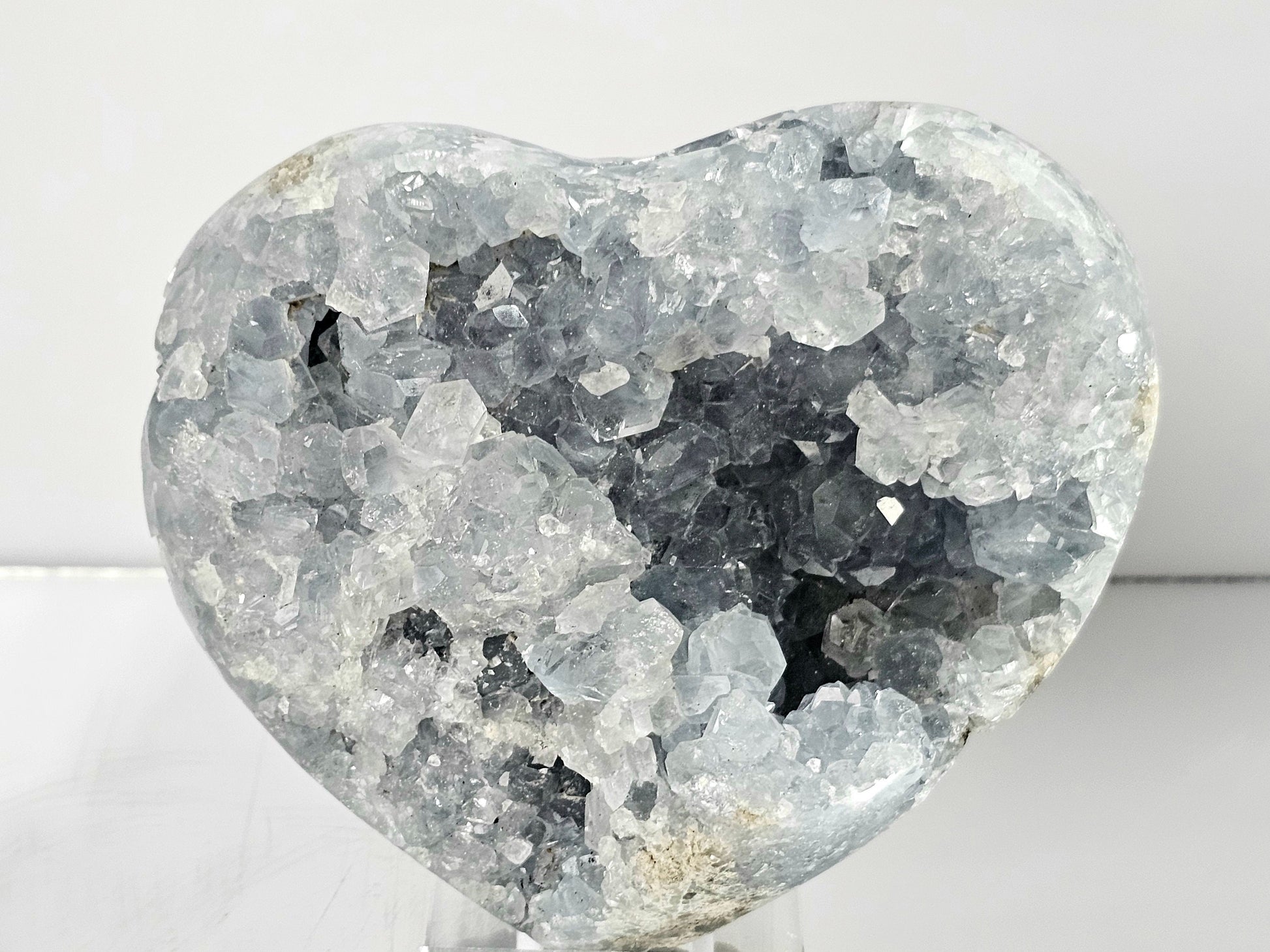 large celestite crystal heart