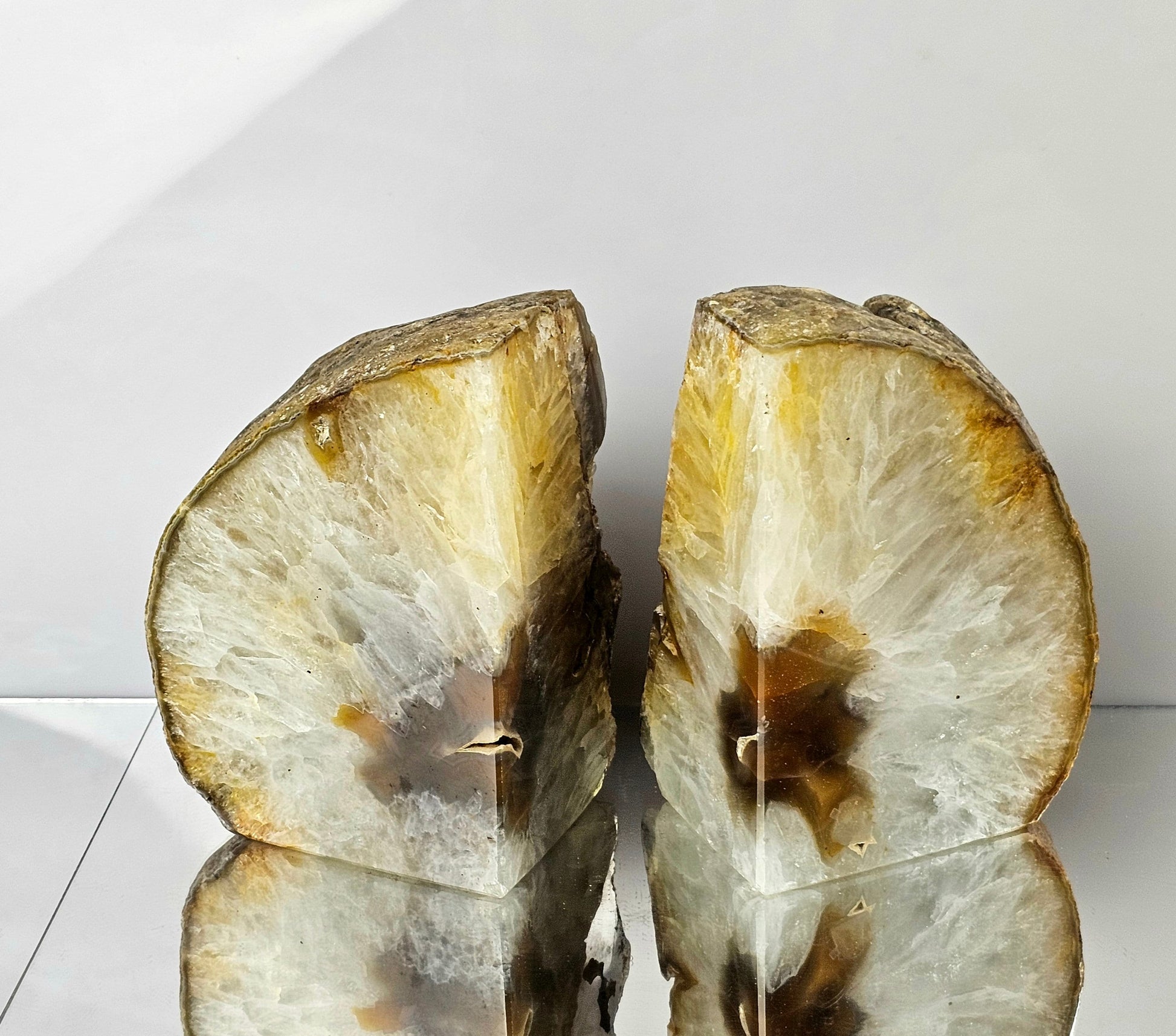 natural crystal agate bookends