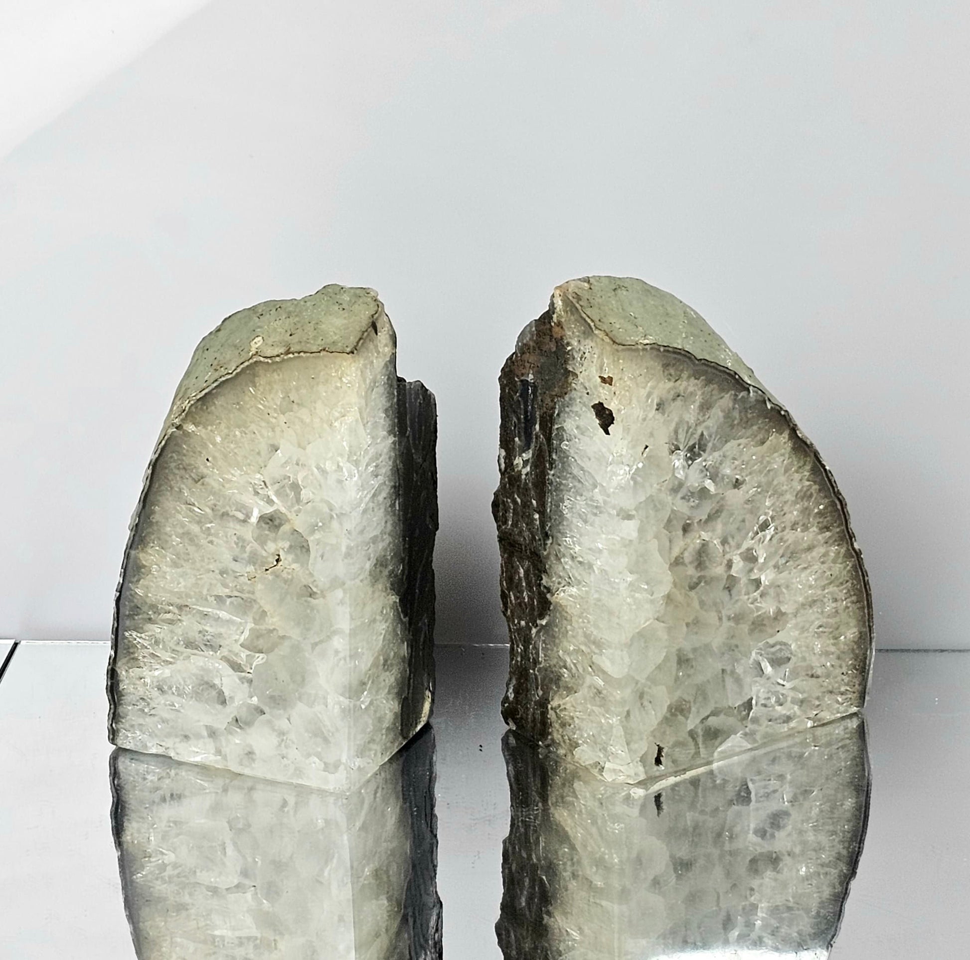 natural agate crystal bookends