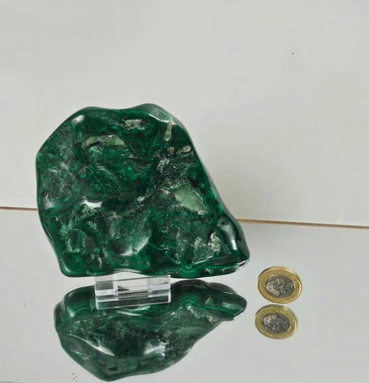 large malachite crystal polished